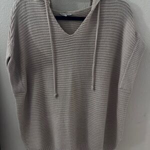 white birch Taupe Hooded V-Neck Knit Sweater